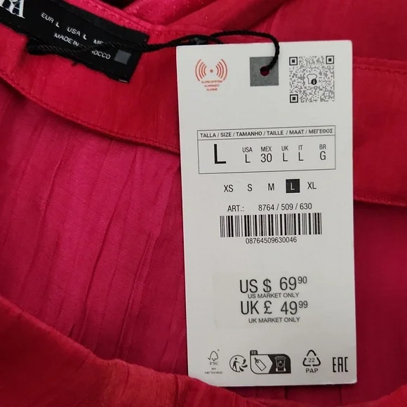 NWT Zara Wrinkled Effect Wide Leg Pant. Size L - Picture 8 of 8